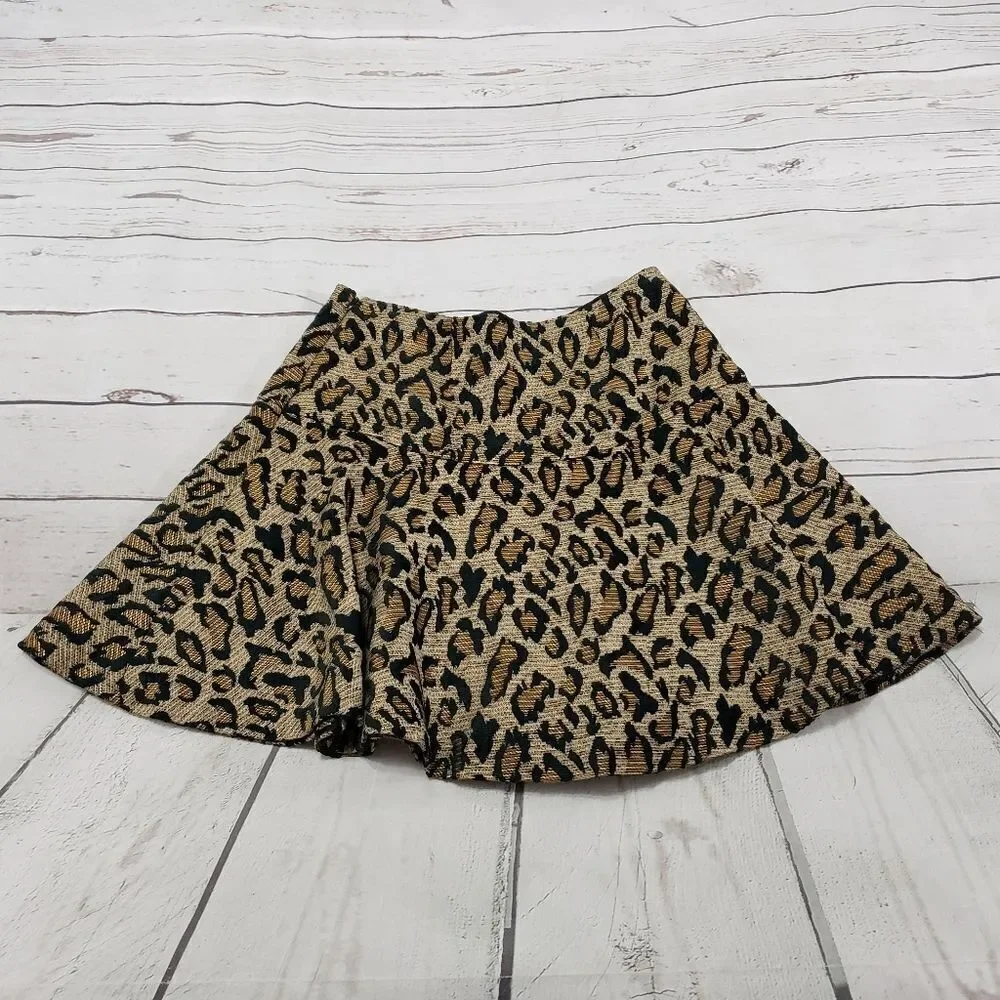 Free People Skirt Size 2 Chenille Cheetah Print Animal Print Skirt